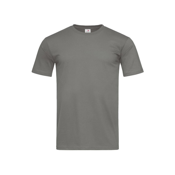 A green fitted t-shirt with short sleeves and a crew neckline, featuring a logo on the label.