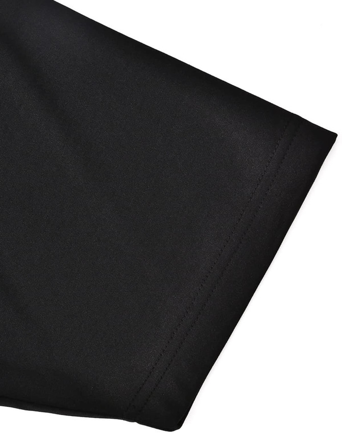 A black short-sleeve polo shirt featuring a sustainable poly/cotton blend and a contrasting detail.