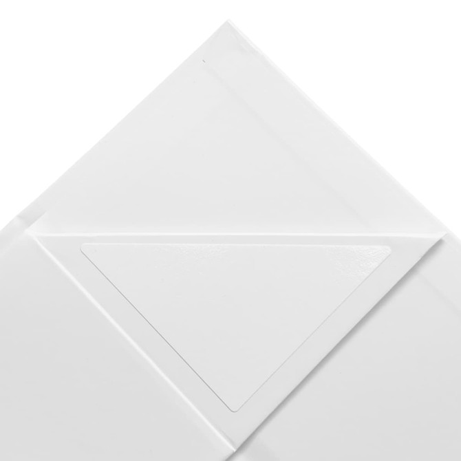 A large white magnetic gift box with a triangular closure flap. The box features a logo.