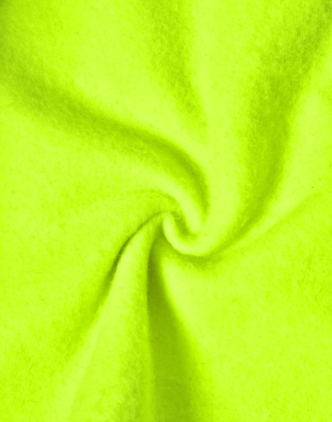 A bright yellow fabric material, displaying a swirling pattern, suitable for workwear applications.