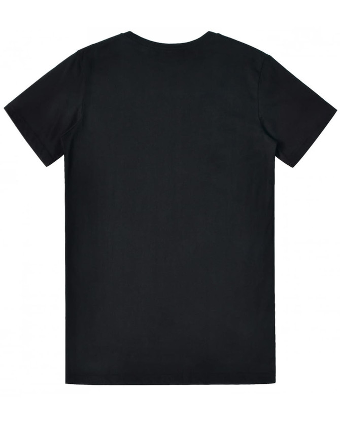 A black men's premium cotton t-shirt with a classic short-sleeve design and a plain back.