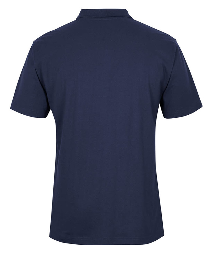 A navy polo shirt with a classic design featuring a collar and short sleeves. It has a logo on the front.