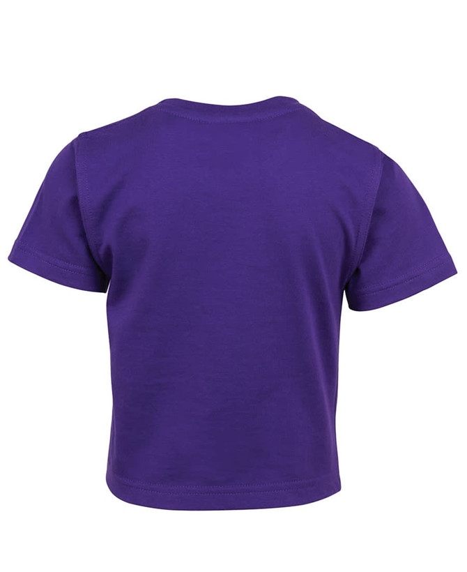 A purple infant tee shirt featuring no visible branding or text, displayed from the back.