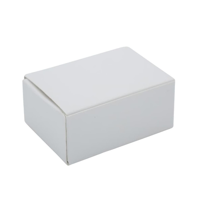 A plain white box with a smooth surface, designed for product packaging.