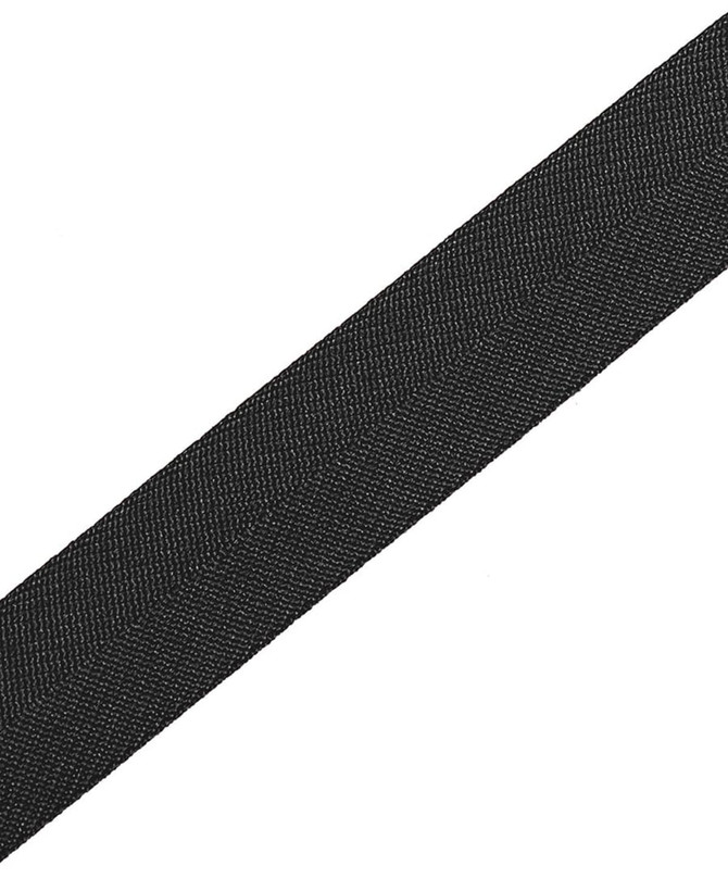 A black fabric strap designed for use with aprons, featuring a textured finish and a simple design.