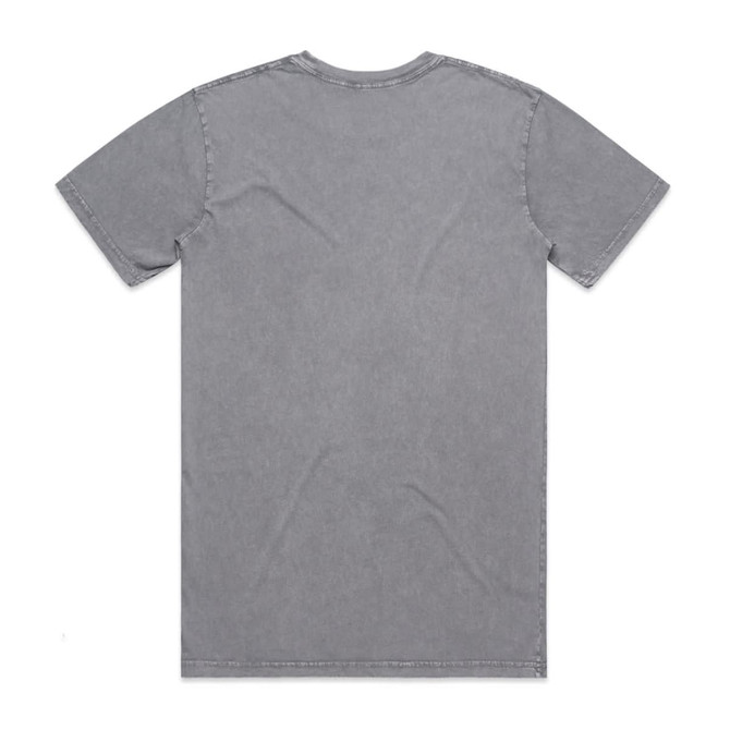 A grey staple stone wash tee with a classic crew neck and short sleeves, featuring a brand logo.