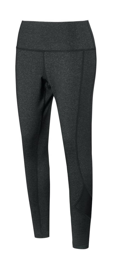 Full-length ladies tights in a dark grey colour, featuring a fitted design and a logo.