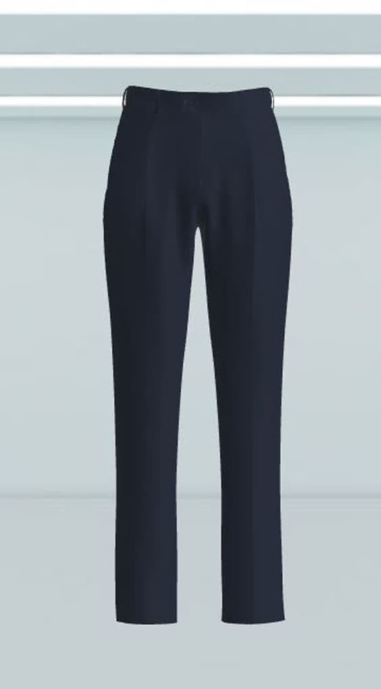 Tailored school trousers in navy blue with a FlexiWaist design, featuring a sleek and straight leg silhouette.