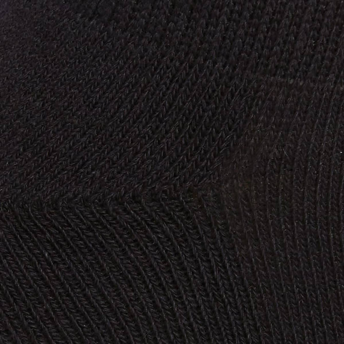 A black ankle sock featuring a textured pattern, part of a five-pack set. Includes branding on the sock.