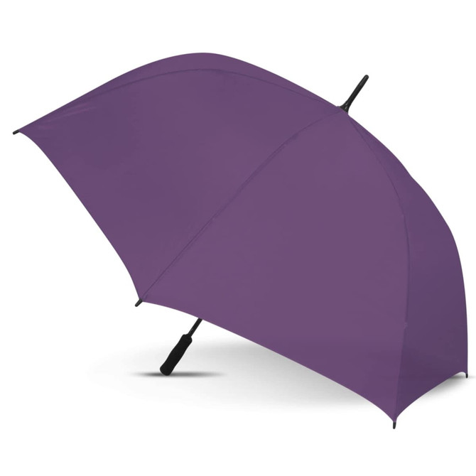 A purple Hydra Sports Umbrella is displayed, featuring a sleek design and a comfortable grip handle.