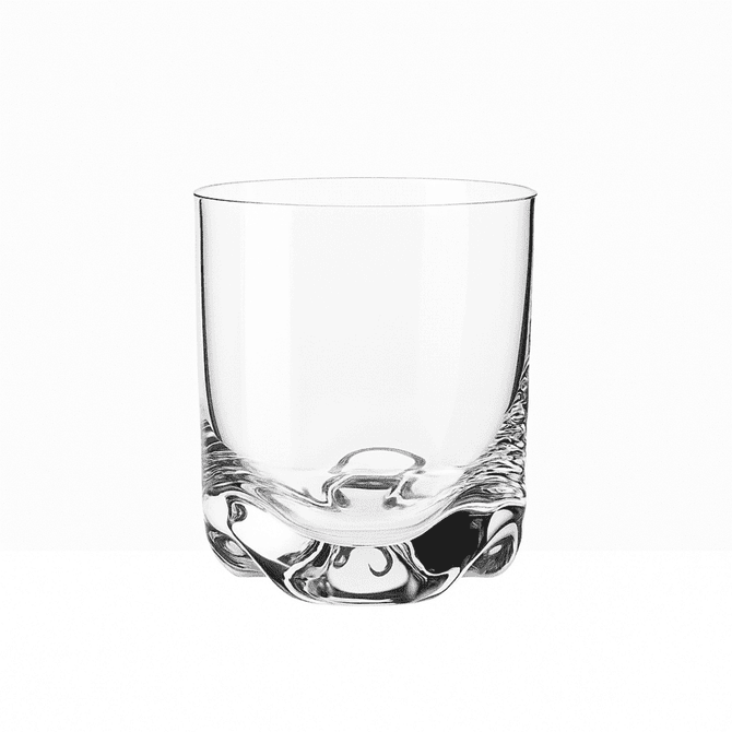 A clear glass tumbler with a textured base, part of a Mixology Tumbler Set of 6, gift boxed.