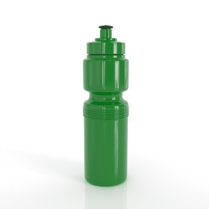 A green Mini Mi drink bottle, 450ml, featuring a simple design and a screw-on lid with a logo.