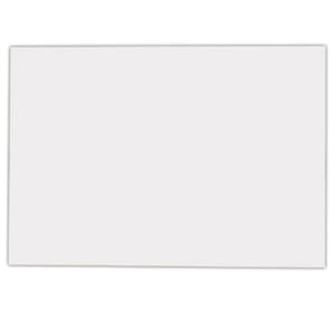 A square cut fridge magnet in a plain white finish. Features a subtle border and includes a logo.