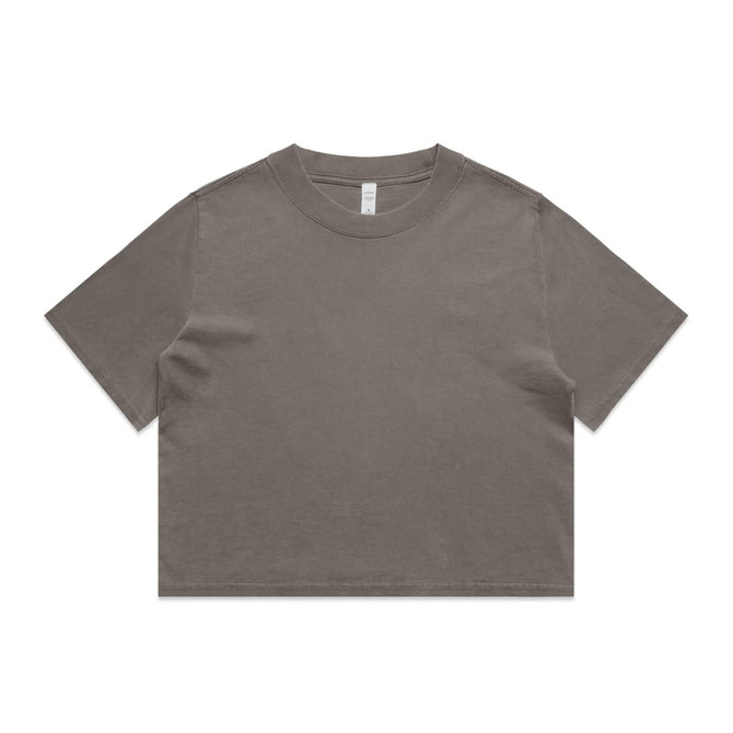 A heavy faded crop tee in a muted grey colour with a casual, relaxed fit and a basic crew neck design.
