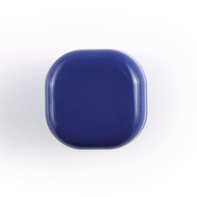A square, navy blue container of Cube Lip Balm with a smooth, glossy surface and rounded edges.
