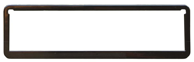 A black, slimline surround with a rectangular shape, featuring cut-outs at either end and no text.