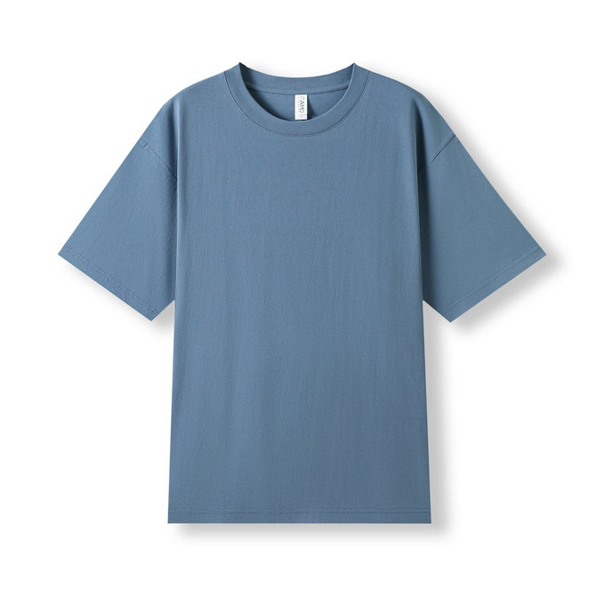 A blue unisex oversize easyfit T-shirt in a 4XL or 5XL size, featuring a simple design and a logo.