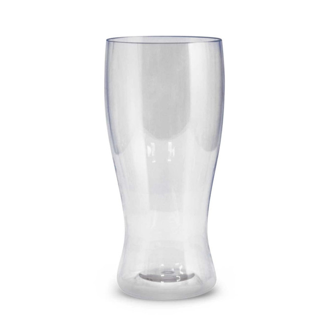 A drink bottle with a sleek, curved design, made of transparent material, holding 410ml. It features a logo.