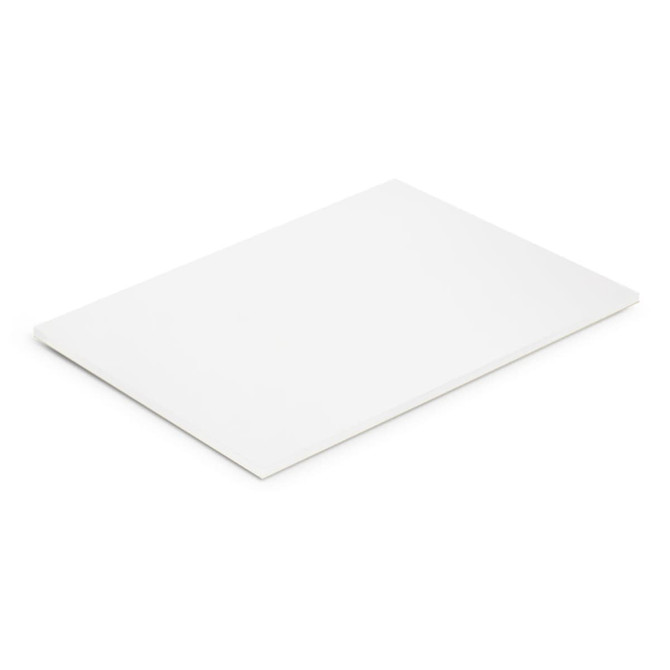 A4 notepad with 50 white leaves, featuring a simple, clean design and a branding logo.
