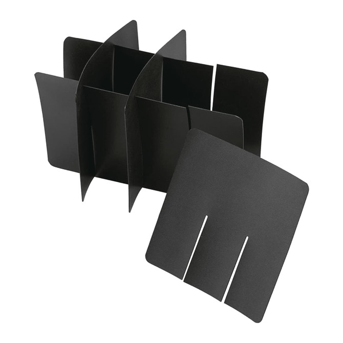 A black cooler bag with multiple compartments, featuring a simple design for organising items. It includes a logo.