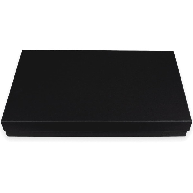 A black rectangular box design for the Trekk Cheeseboard Set, featuring a sleek and smooth finish.