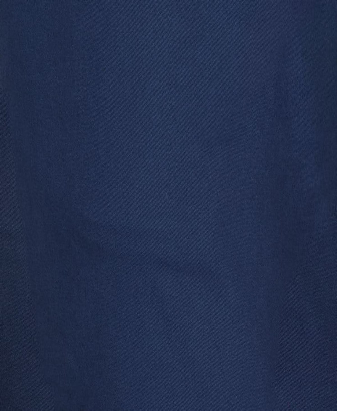 A navy blue twill fabric with a smooth texture, featuring D+N tape detailing. Includes a logo or branding.