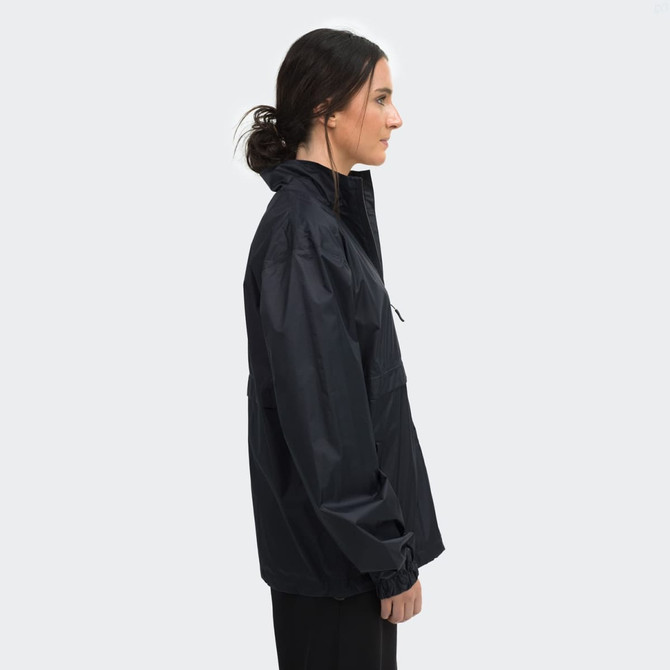 Unisex soft shell windbreaker jacket in navy, featuring a standing collar and a visible logo.