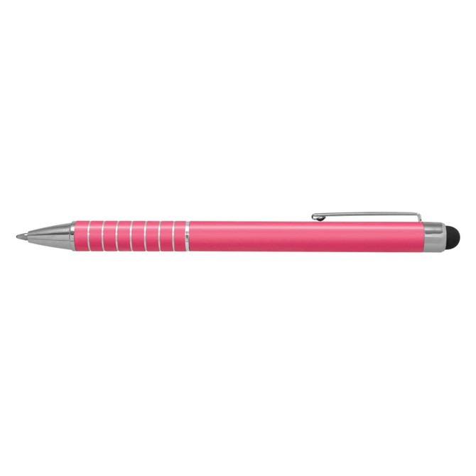 A pink Touch Stylus Pen with a silver clip and grip detailing. It features a black stylus tip for touchscreen use.