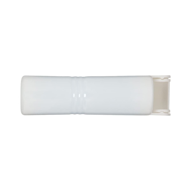 A drink bottle in white with a sleek design and a logo on the side.