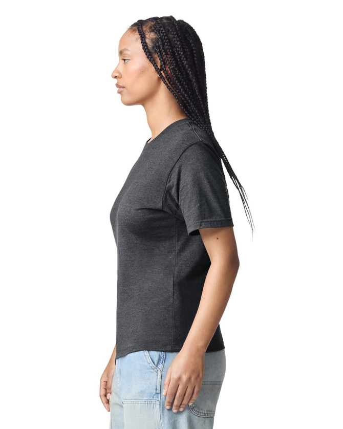 A unisex short sleeve t-shirt in dark grey, featuring a sleek design and a logo on the front.