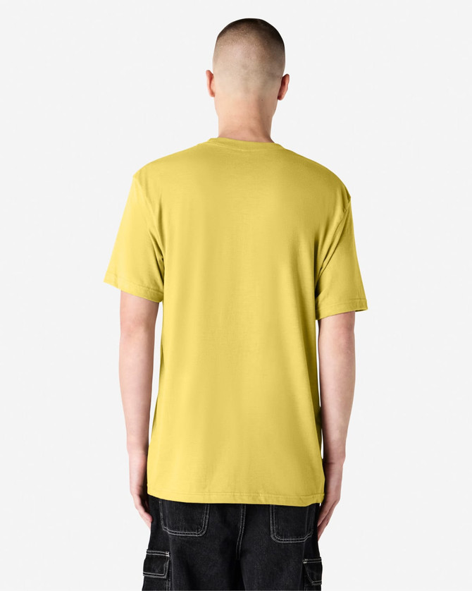 A unisex short sleeve T-shirt in yellow, featuring a plain back and no visible branding.