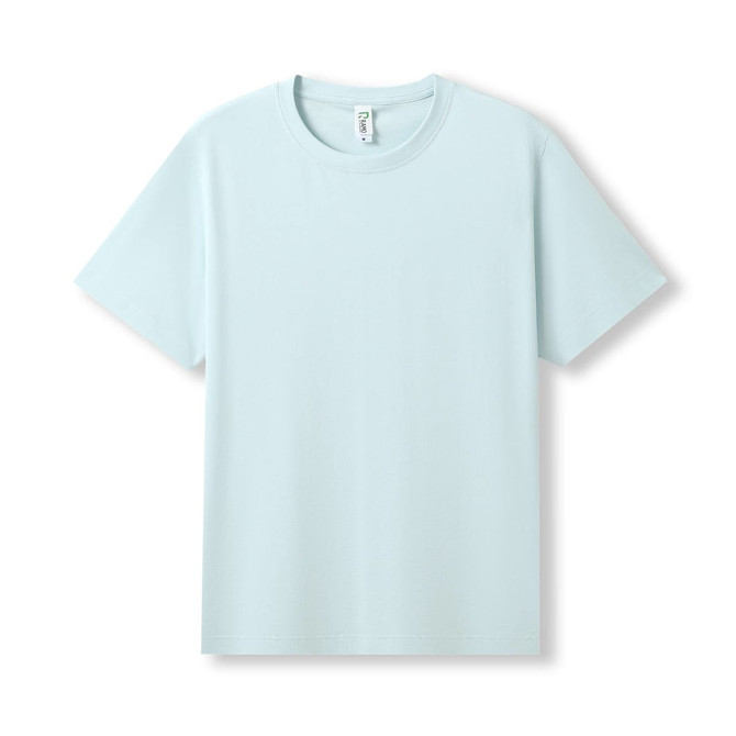A light blue unisex modern fit t-shirt with short sleeves and a round neckline, featuring a label inside.