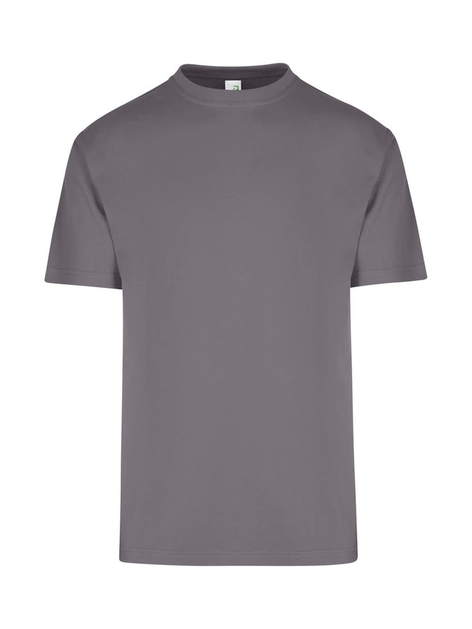 A unisex regular t-shirt in a solid grey colour, featuring a simple cut and a logo.