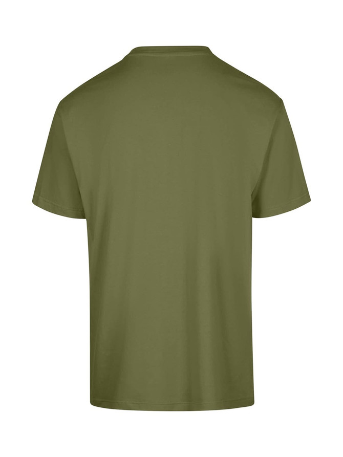 An olive green unisex regular t-shirt with a simple design and no visible branding on the back.