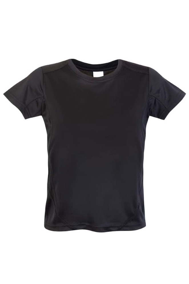 A black Kids Accelerator Cool-Dry T-shirt featuring a simple design and no visible logos.