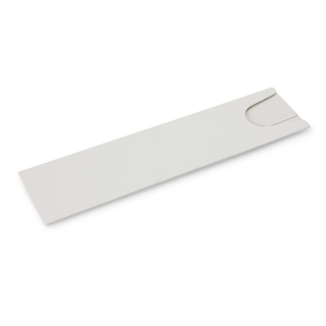 A white cardboard pen sleeve featuring a slot design for holding pens, with a simple and sleek appearance.
