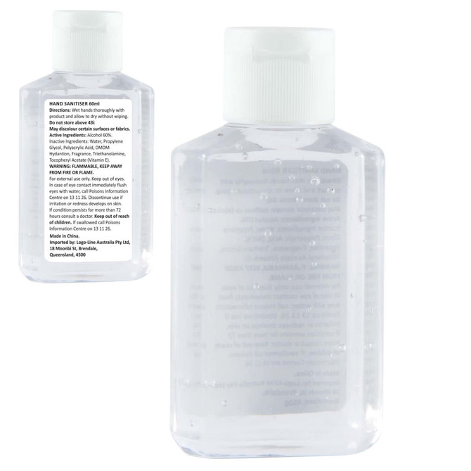 Clear, rectangular bottle of Splash Gel Hand Sanitiser with a flip-top cap, containing a transparent gel.
