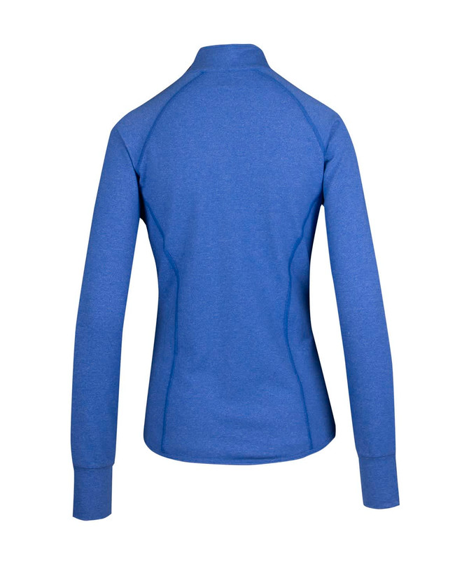 A women's heather jacket in a vibrant blue colour, featuring a fitted design and long sleeves.