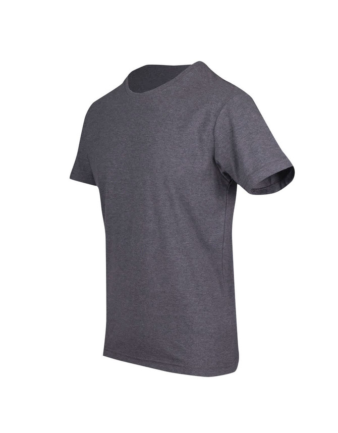 A grey heavy marl T-shirt with a classic crew neck and short sleeves. The shirt includes a small logo on the side.