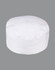 A white chef's cap with a structured design, featuring a branding logo. The background is grey.