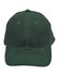 A green heavy brushed cotton cap with a stitched visor and ventilation eyelets, featuring a logo.