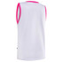 AFL singlet in white with pink trim, featuring a logo. The back view displays a sleeveless design.