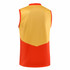 A red and yellow AFL singlet with a sleeveless design and a logo on the garment.