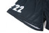 Black volleyball uniform shorts featuring a number design and a logo. The fabric appears lightweight and durable.