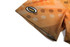 A close-up of an Aboriginal-inspired basketball uniform featuring yellow and orange patterns, with a logo on the side.