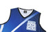 A blue basketball jersey featuring a v-neck design, with a number 22 and a placeholder for a player's name.