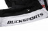 A black and white sports jersey featuring a logo and the word "BUCKSPORTS" on one sleeve.