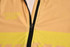 A cycling jersey in yellow and cream with a zip, featuring a logo on the front.