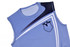 A light blue activewear vest featuring a graphic design in navy and a logo on the front.