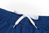 A blue sports uniform featuring a waistband with white drawstrings. Includes a logo on the waistband.